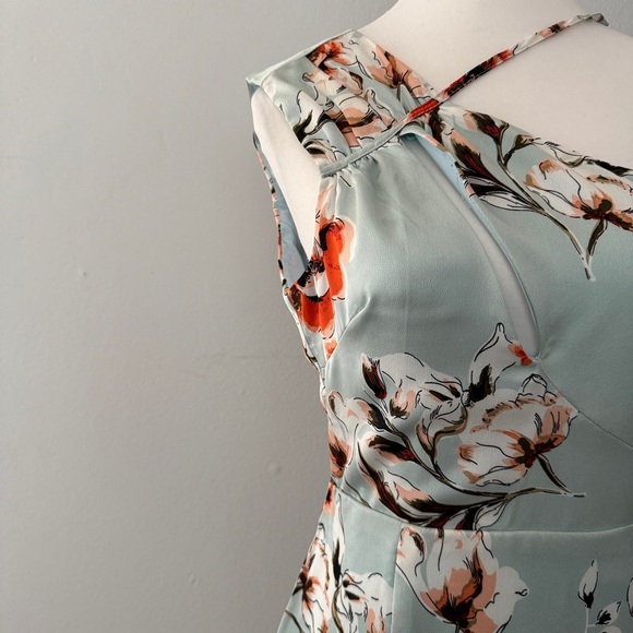 Lavish Alice One Shoulder Cut Out Asymmetric Midi Dress In Floral Print sz 4 - Picture 7 of 16